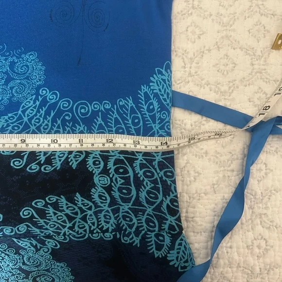 Desigual Blue and Black Midi Dress with round deep Neck - Picture 7 of 8